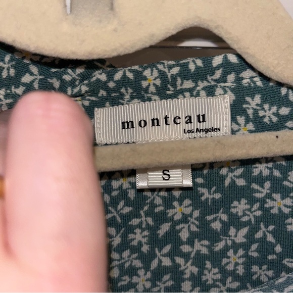 Sold Monteau Green White Floral Button Down Long Dress Sz S - Picture 5 of 5